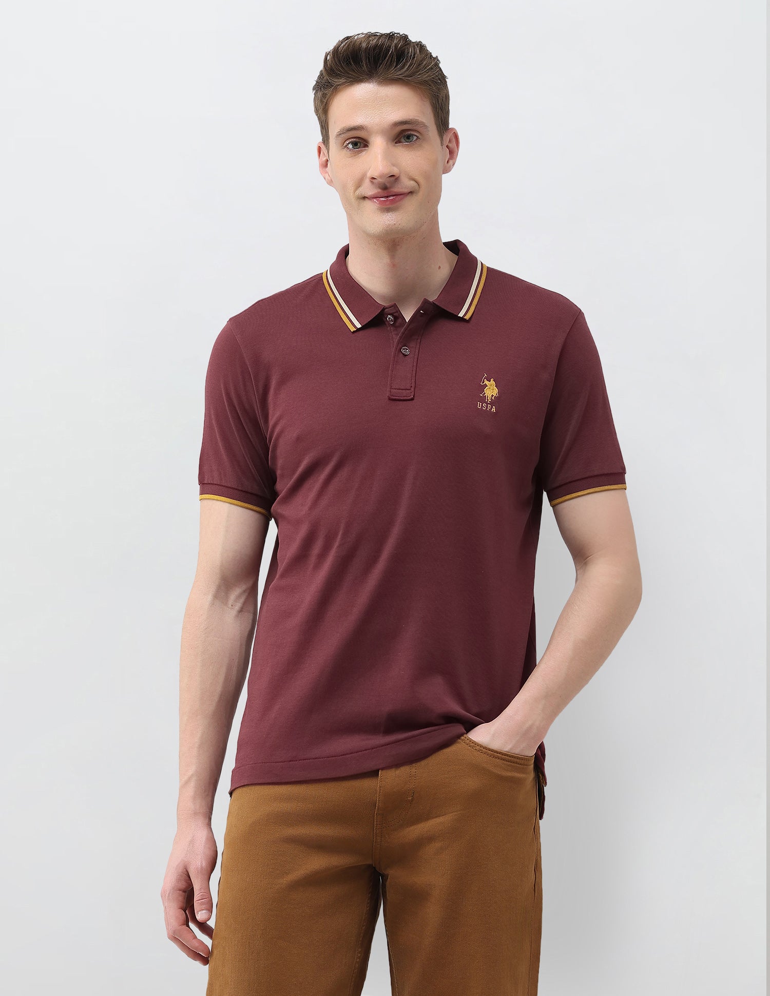 Solid Slim Fit Polo Shirt Violet - U.S. Polo Assn. India | Large
