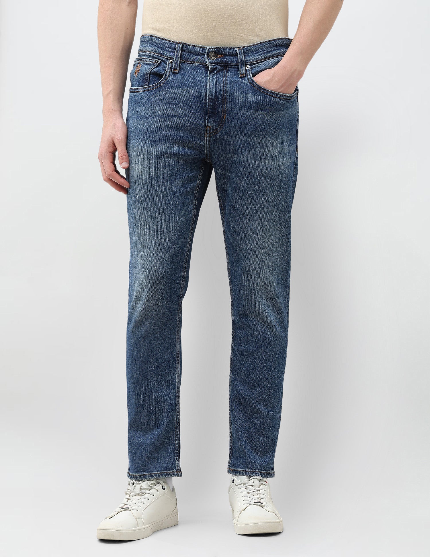 Cole Comfort Cropped Fit Blue Jeans Light Blue - U.S. Polo Assn. India | Large