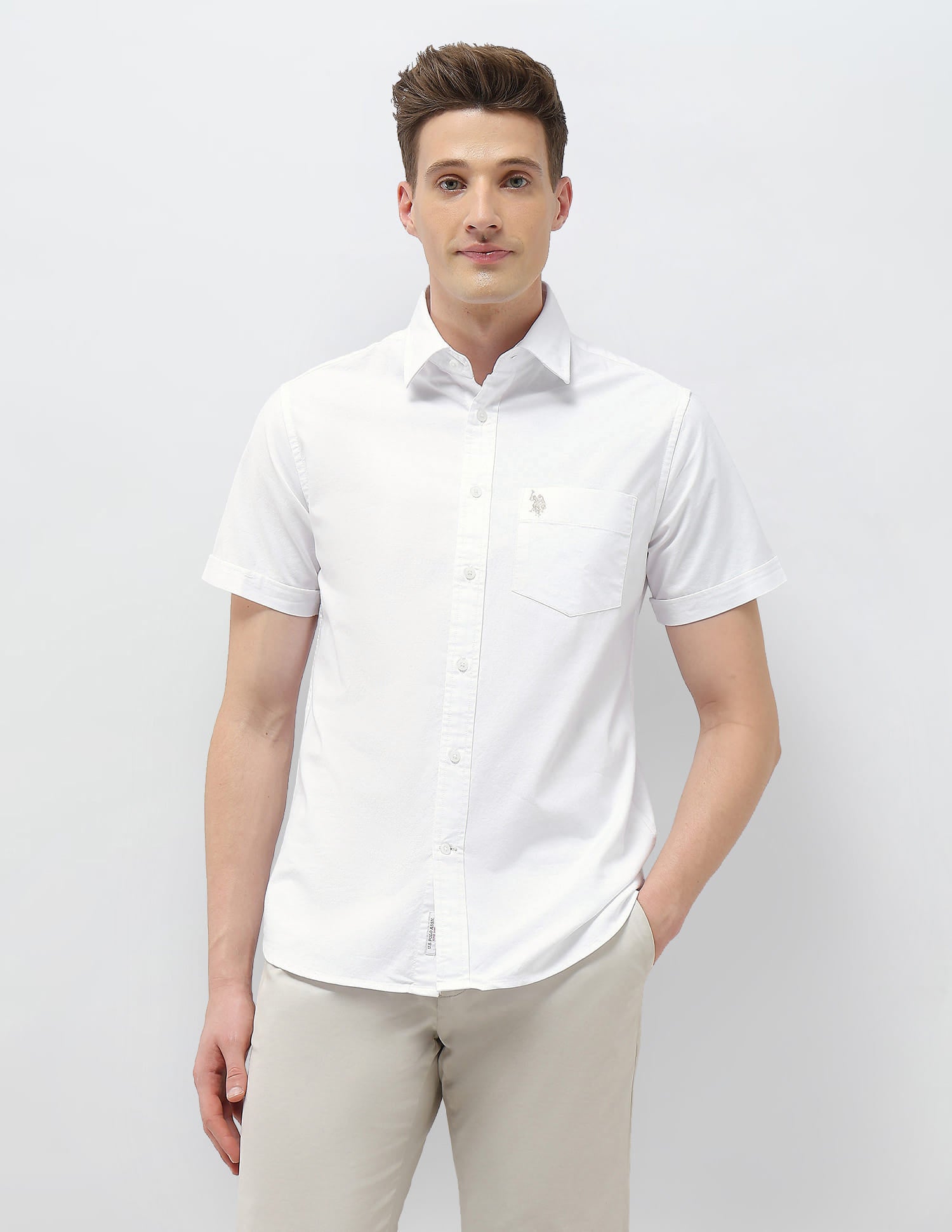 Tailored Fit Oxford Shirt White - U.S. Polo Assn. India | Large