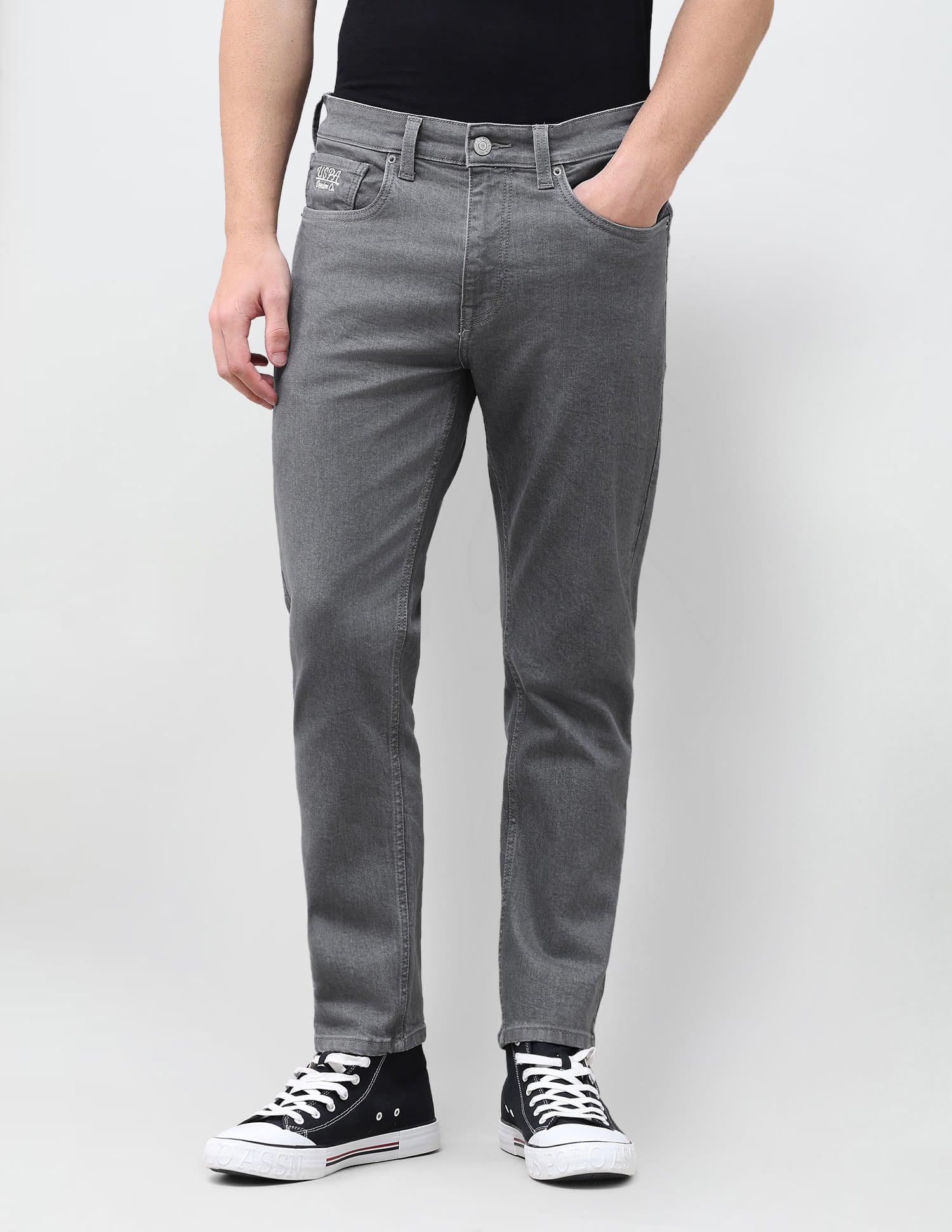 Solid Slim Tapered Jeans Grey - U.S. Polo Assn. India | Large