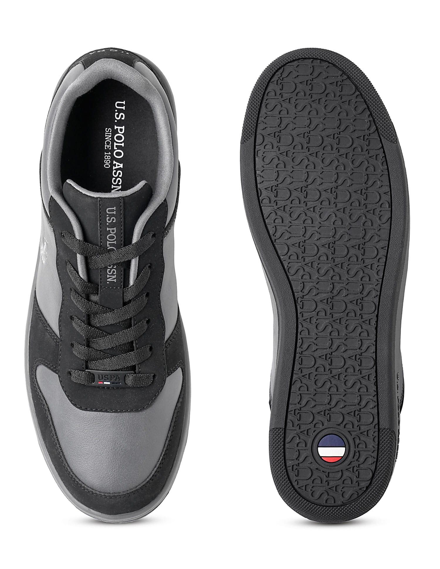 Men Colour Block Jaxon Sneakers Black and Grey - U.S. Polo Assn. India | Large