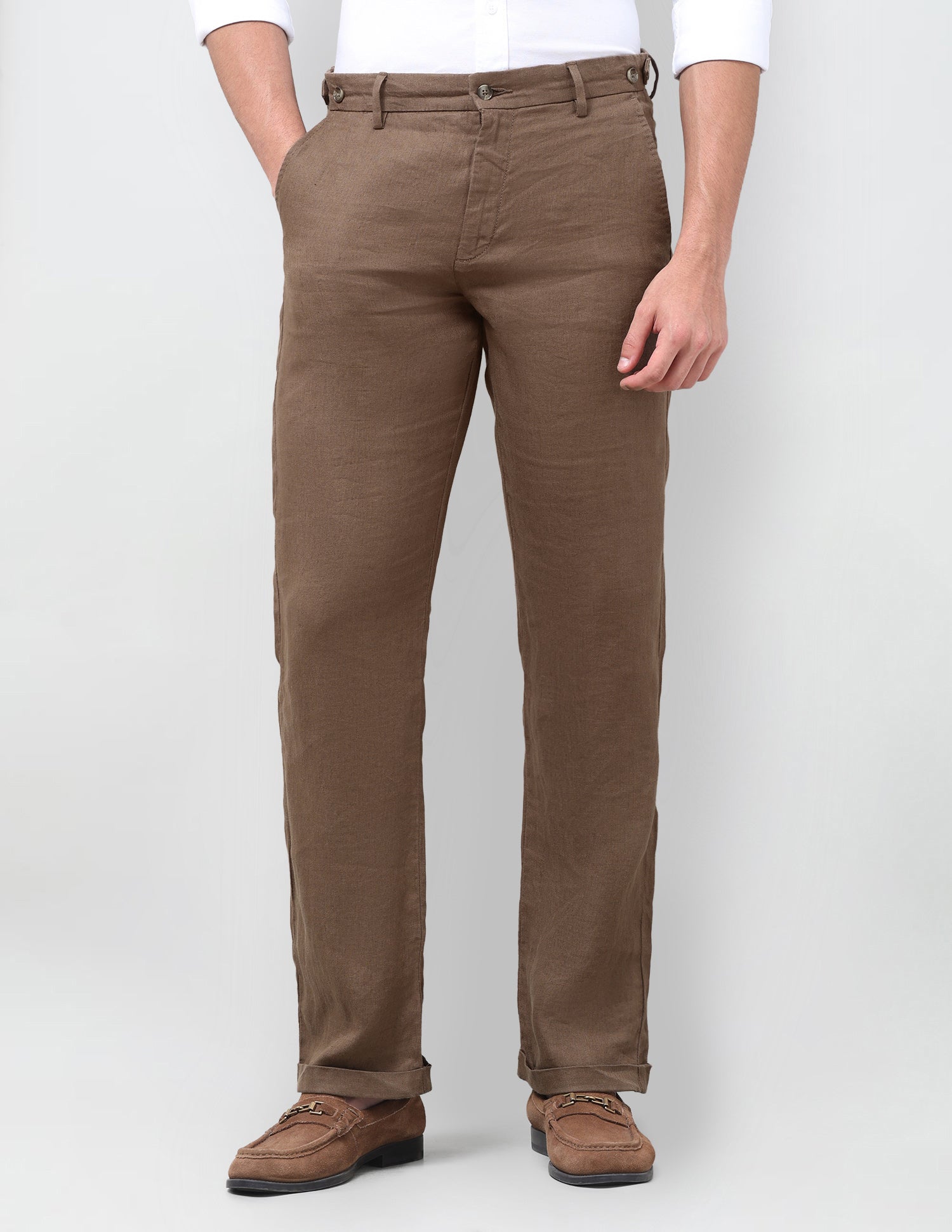Mid Rise Riley Straight Fit Trousers Brown - U.S. Polo Assn. India | Large