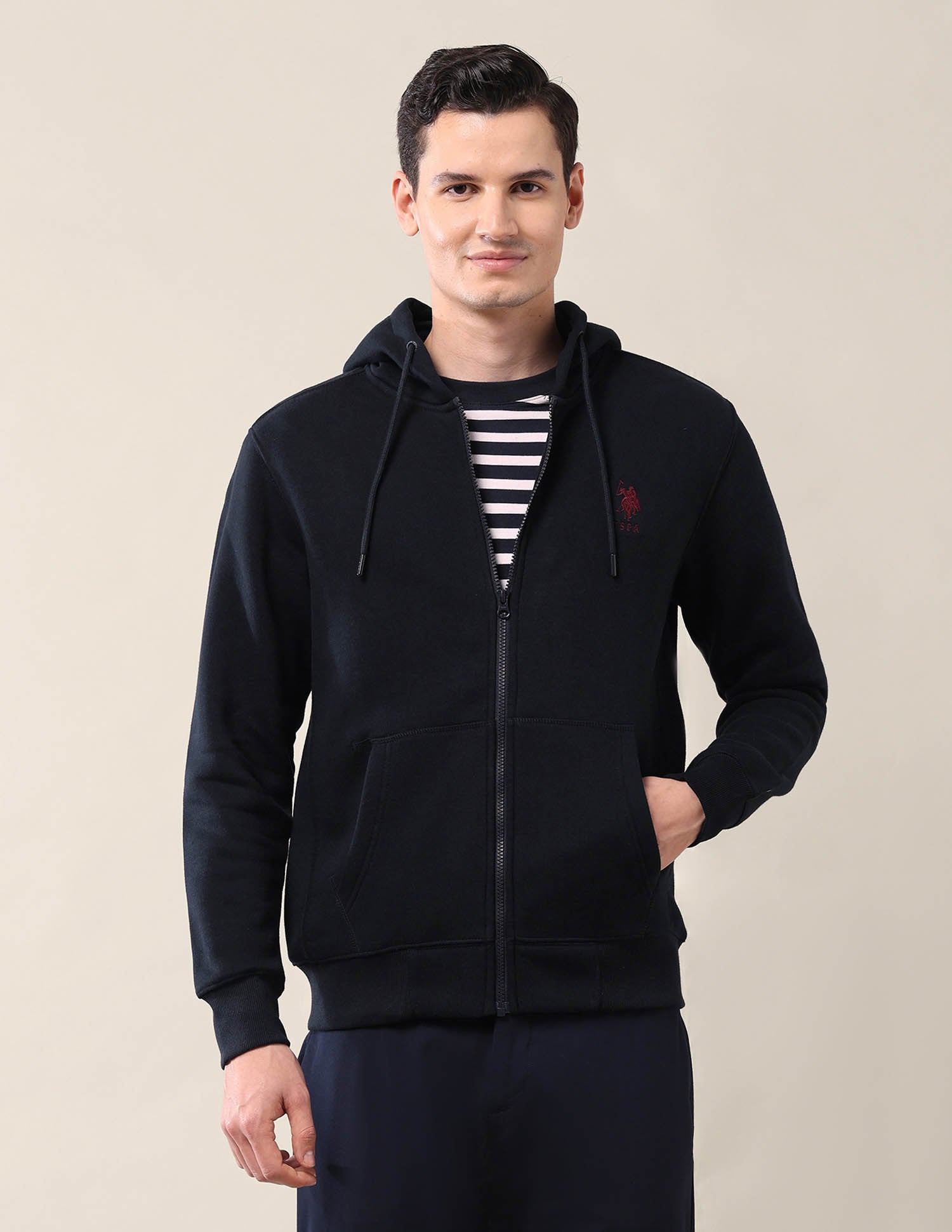 Solid Hooded Sweatshirt Navy - U.S. Polo Assn. India | Large