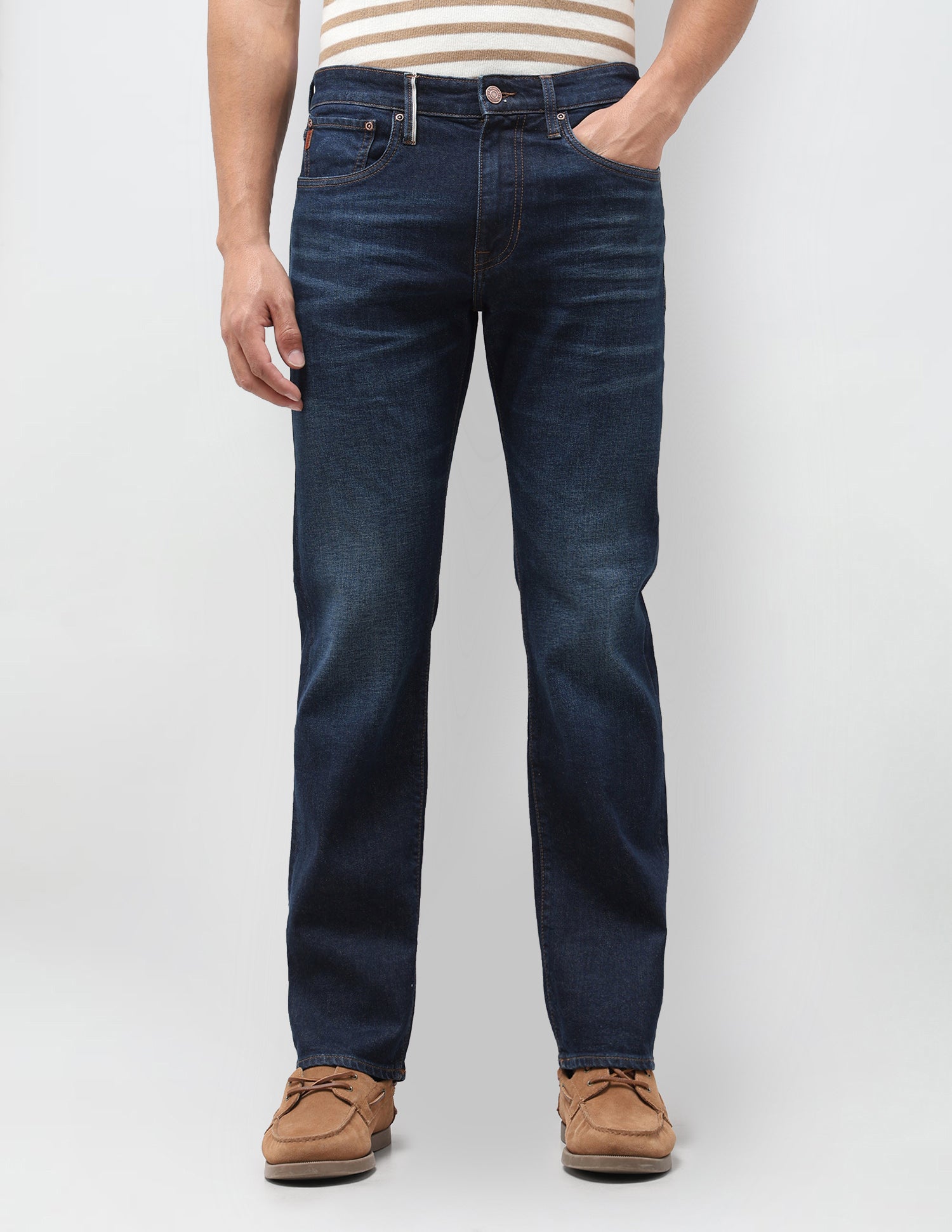 Harold Slim Straight Fit Blue Jeans Mid Blue - U.S. Polo Assn. India | Large