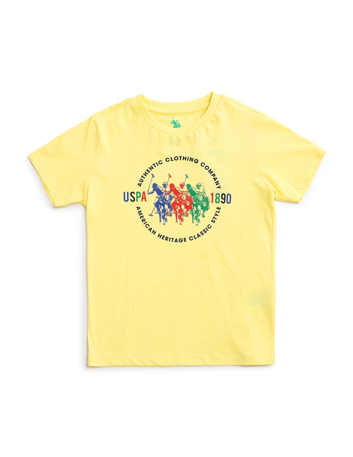 Boys Pure Cotton Regular T-shirt Yellow - U.S. Polo Assn. India | Large