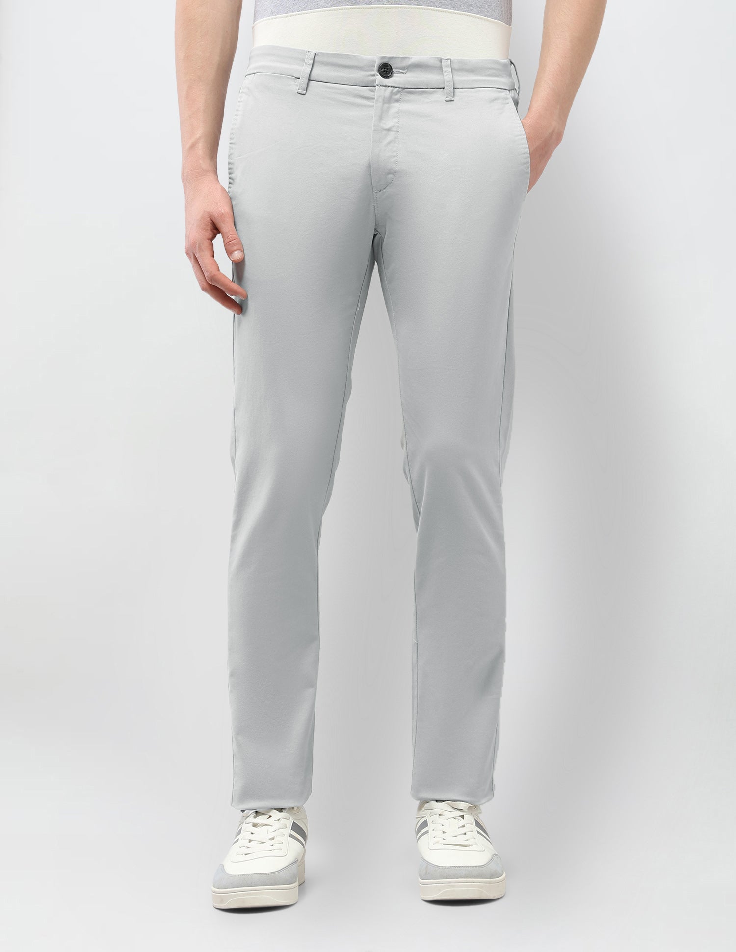 Denver Slim Fit Satin Trousers Light Grey - U.S. Polo Assn. India | Large