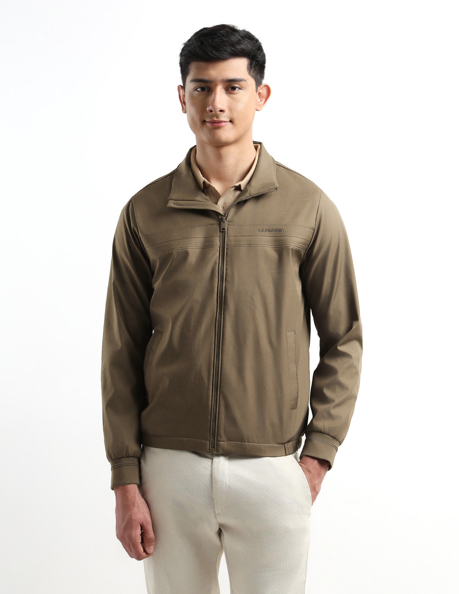 Solid Regular Fit Jacket Brown - U.S. POLO ASSN. | Large