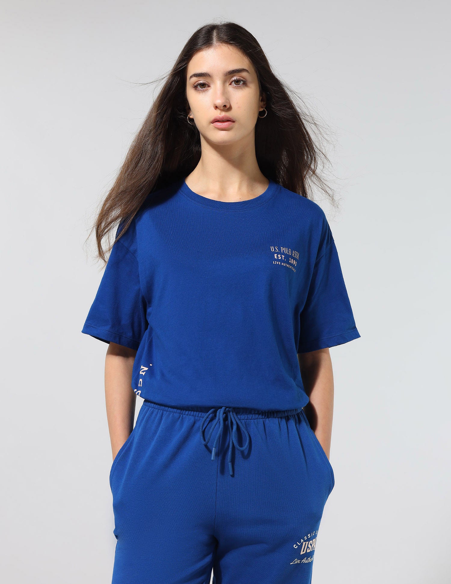 Boyfriend Fit Brand Printed Lounge T-Shirt Bright Blue - U.S. POLO ASSN. | Large