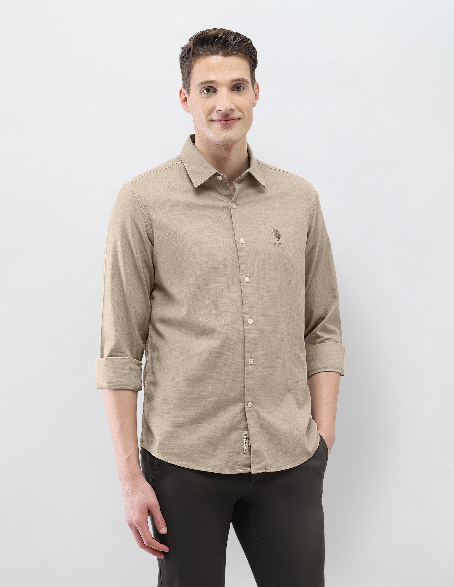Motel On The Coast Regular Fit Shirt Khaki - U.S. Polo Assn. India | Large