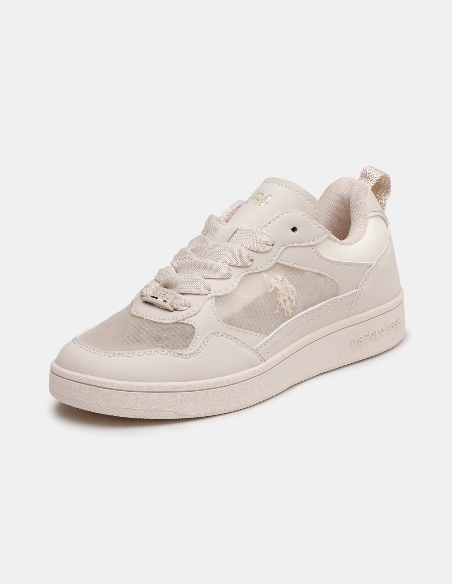 Women Zira Round Toe Mesh Sneakers Beige - U.S. Polo Assn. India | Large