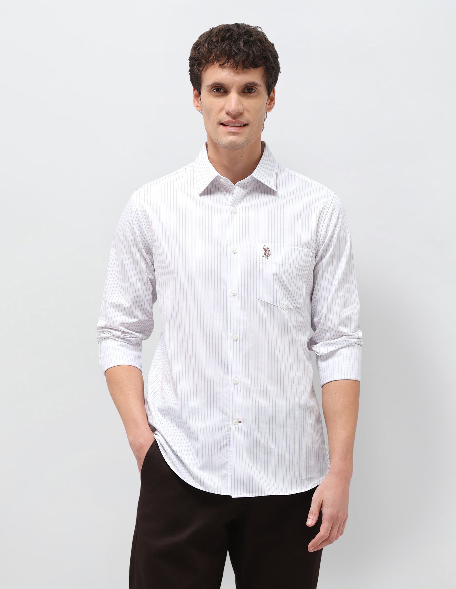Vertical Striped Dobby Shirt Grey - U.S. Polo Assn. India | Large