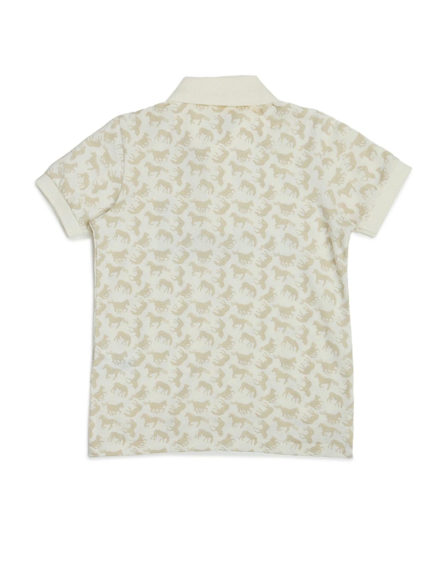 Boys All Over Printed Regular Fit Polo Shirt Off White - U.S. POLO ASSN. | Large