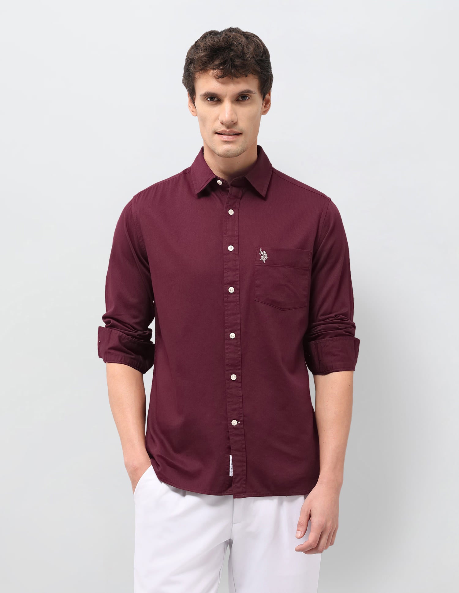Solid Tailored Fit Shirt Red - U.S. Polo Assn. India | Large