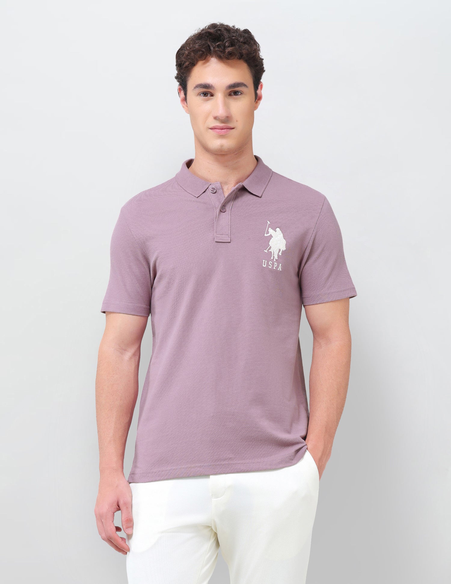 Solid Slim Fit Polo Shirt Dark Pink - U.S. Polo Assn. India | Large