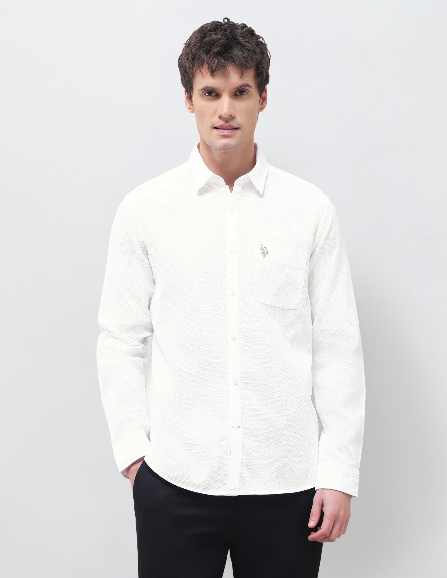 Twill Solid Shirt White - U.S. Polo Assn. India | Large