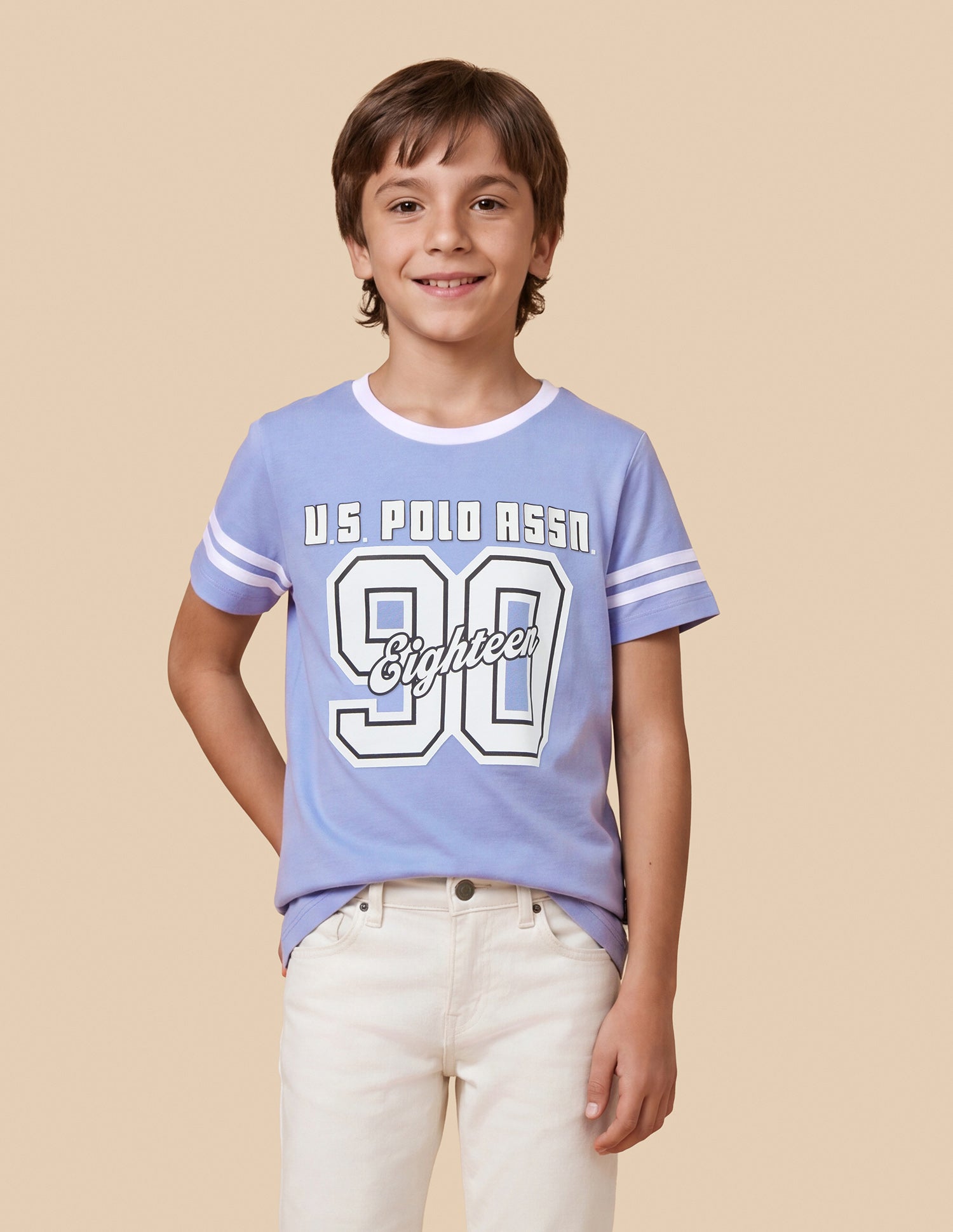 Typographic Brand Printed Regular Fit T-Shirt Purple - U.S. Polo Assn. India | Large