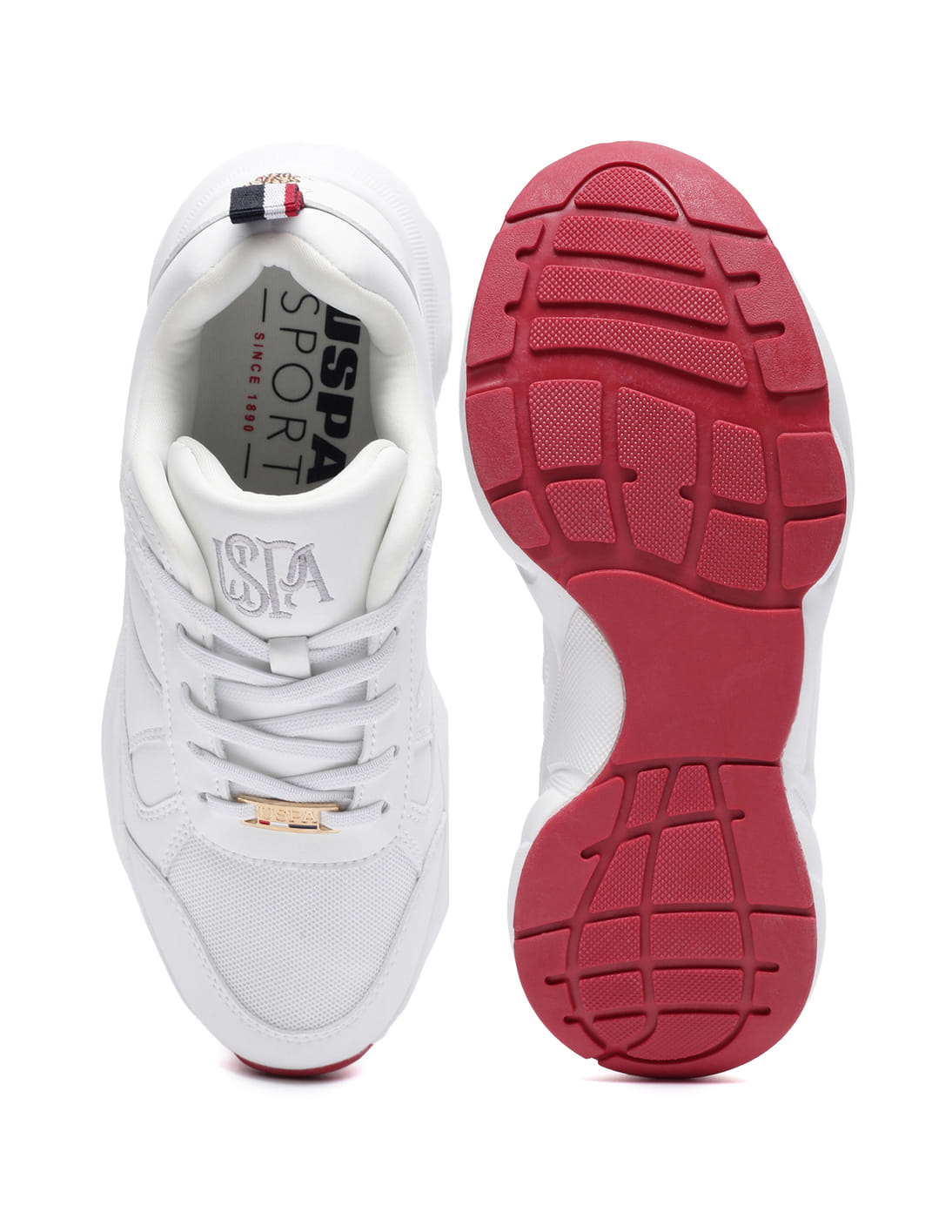 Women Panelled Lace Up Sneakers Off White - U.S. Polo Assn. India | Large