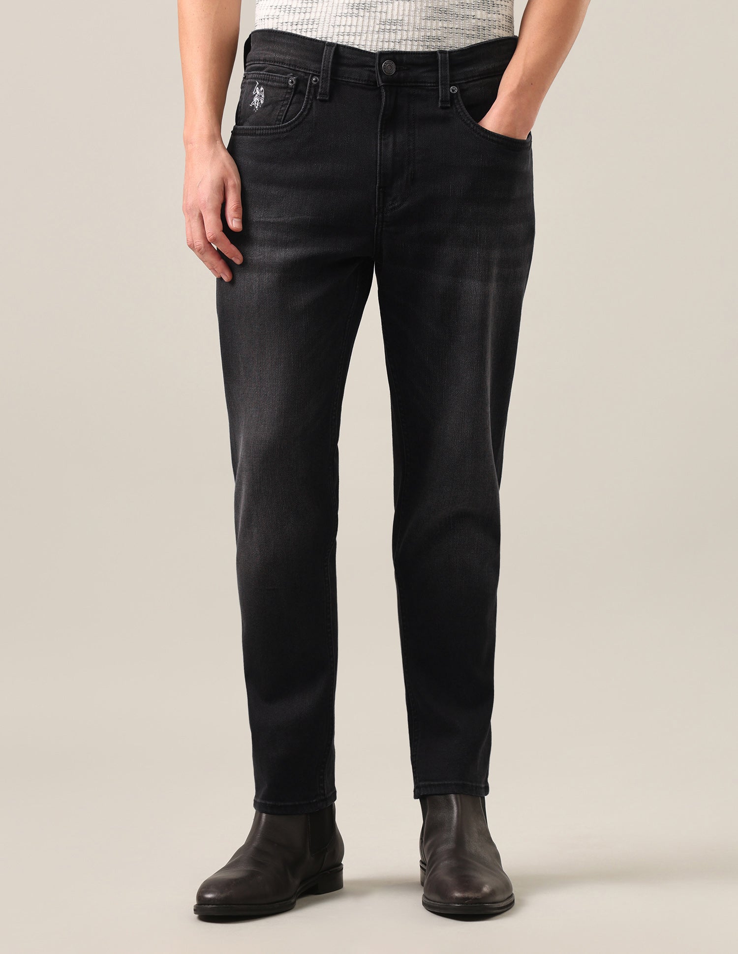 Cole Comfort Cropped Fit Black Jeans Black - U.S. Polo Assn. India | Large