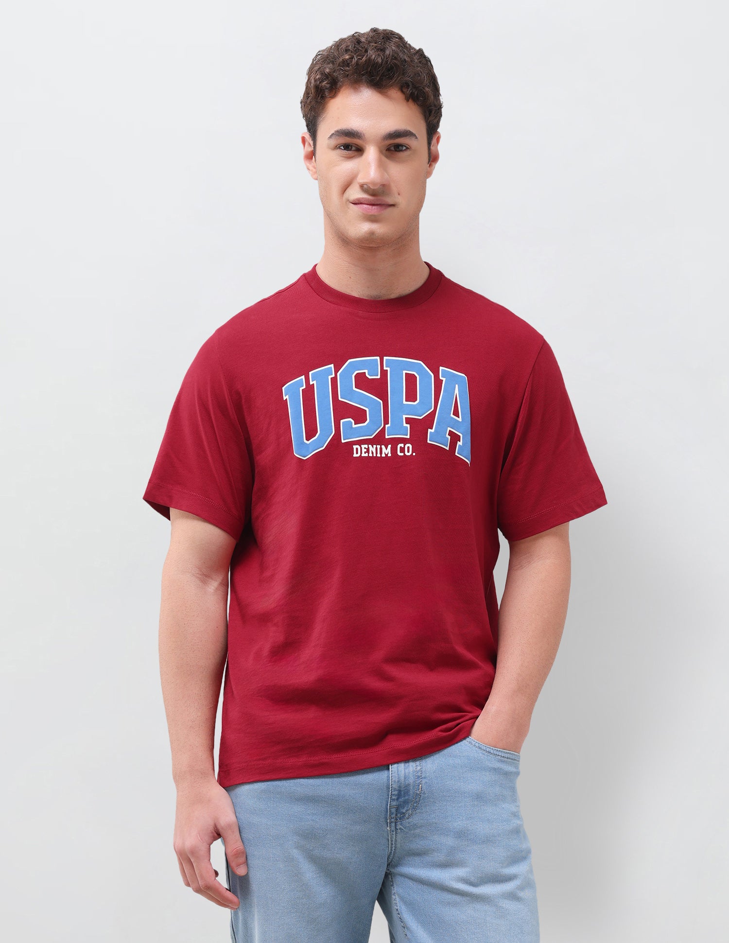 Brand Printed Relaxed Fit T-Shirt Red - U.S. Polo Assn. India | Large
