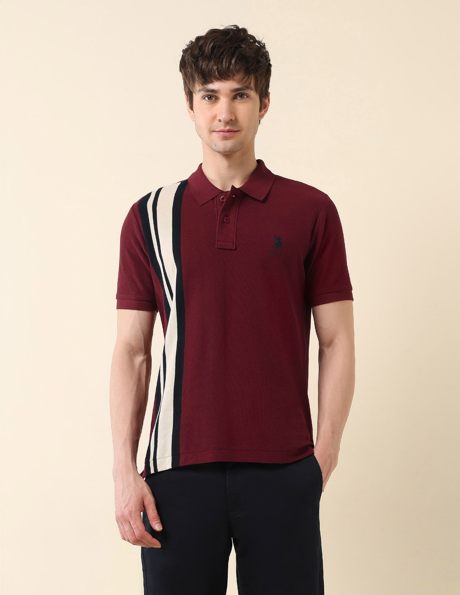 Colourblocked Classic Polo Shirt Wine - U.S. POLO ASSN. | Large