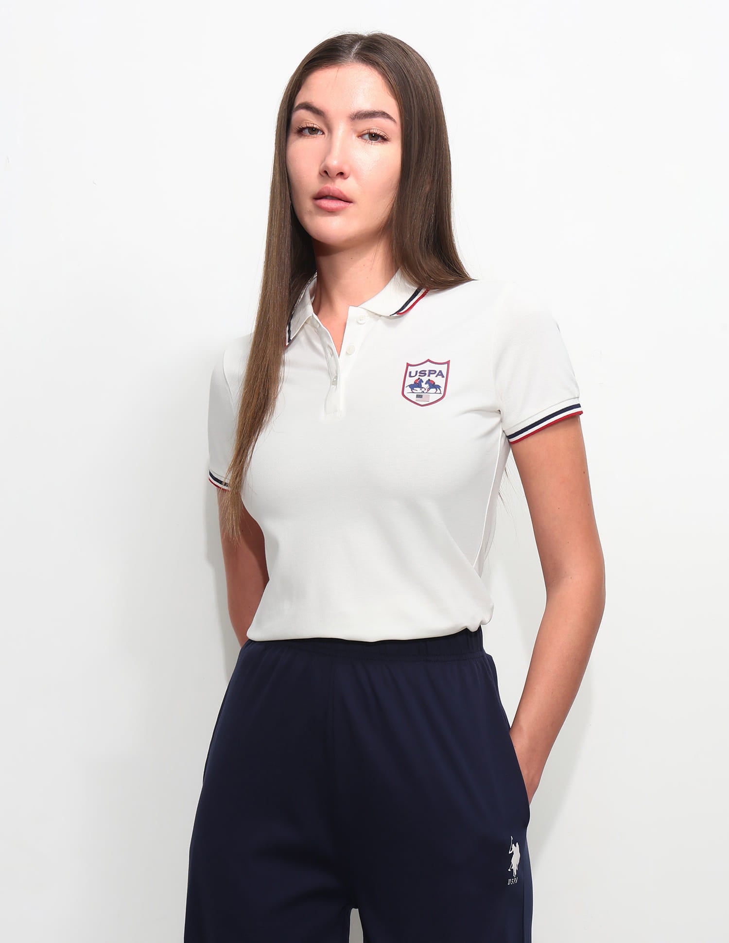 Regular Fit Solid Polo Shirt White - U.S. Polo Assn. India | Large