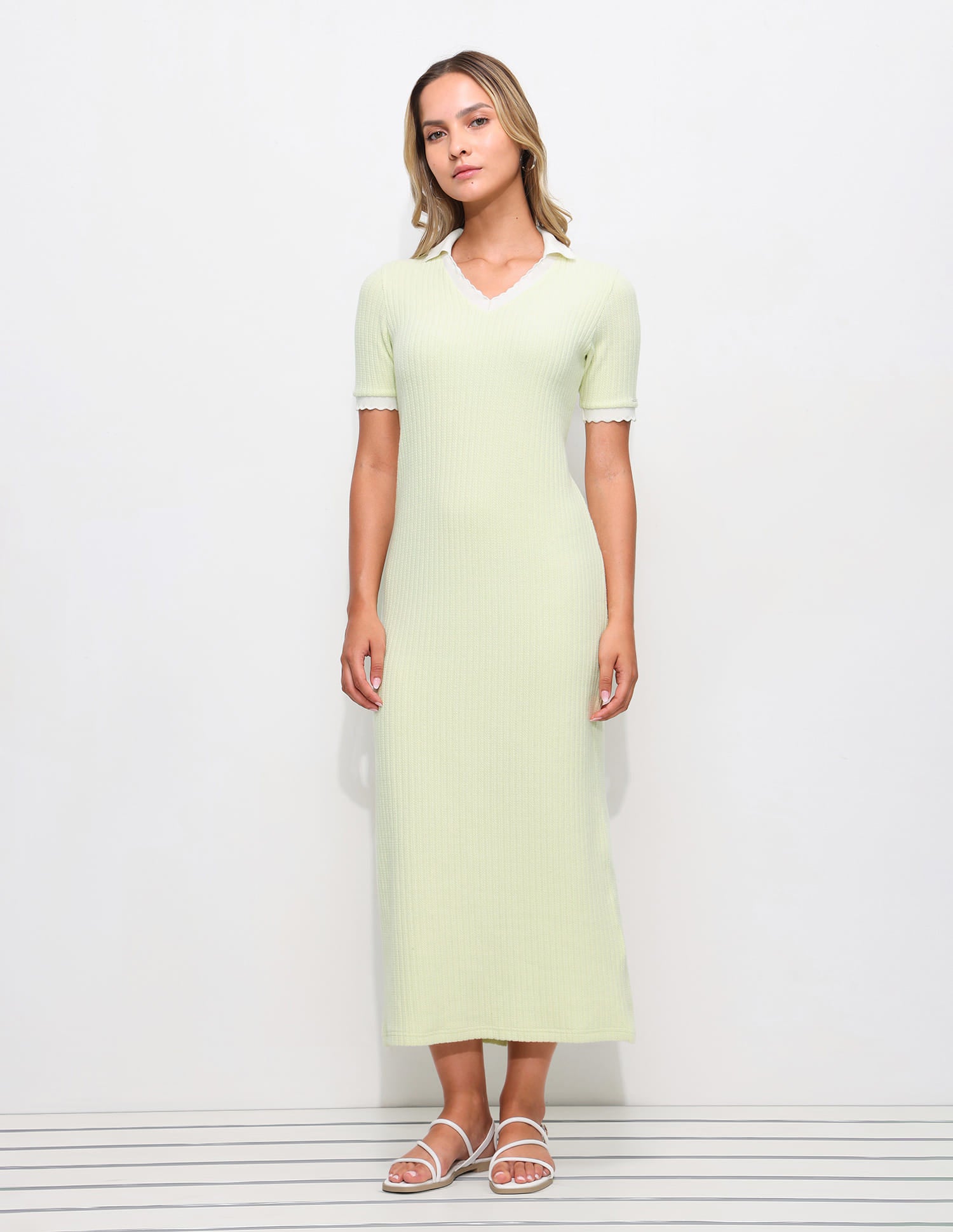 Textured Scalloped Collar Dress Green - U.S. Polo Assn. India | Large