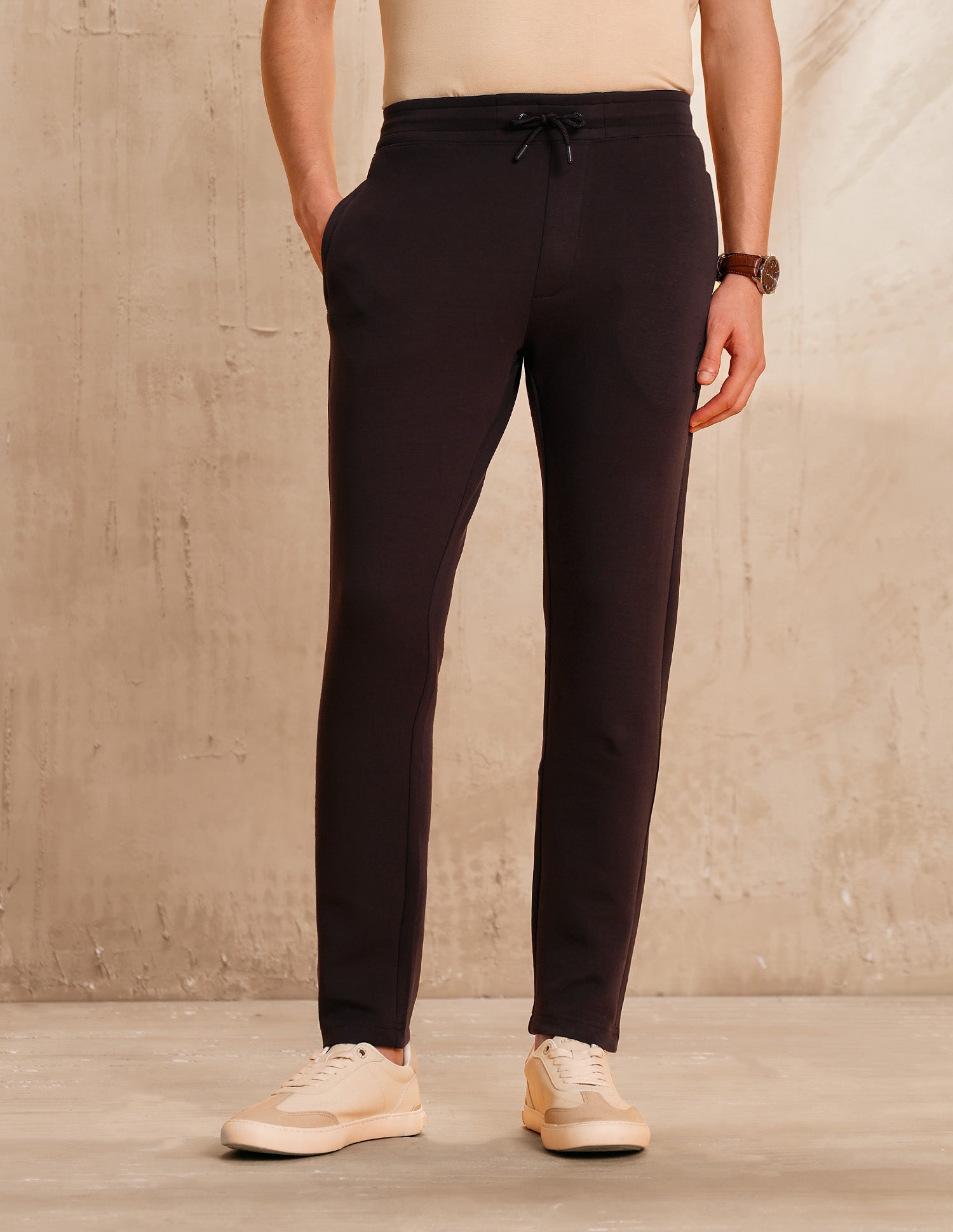 Solid Mid Rise Track Pant Dark Brown - U.S. Polo Assn. India | Large