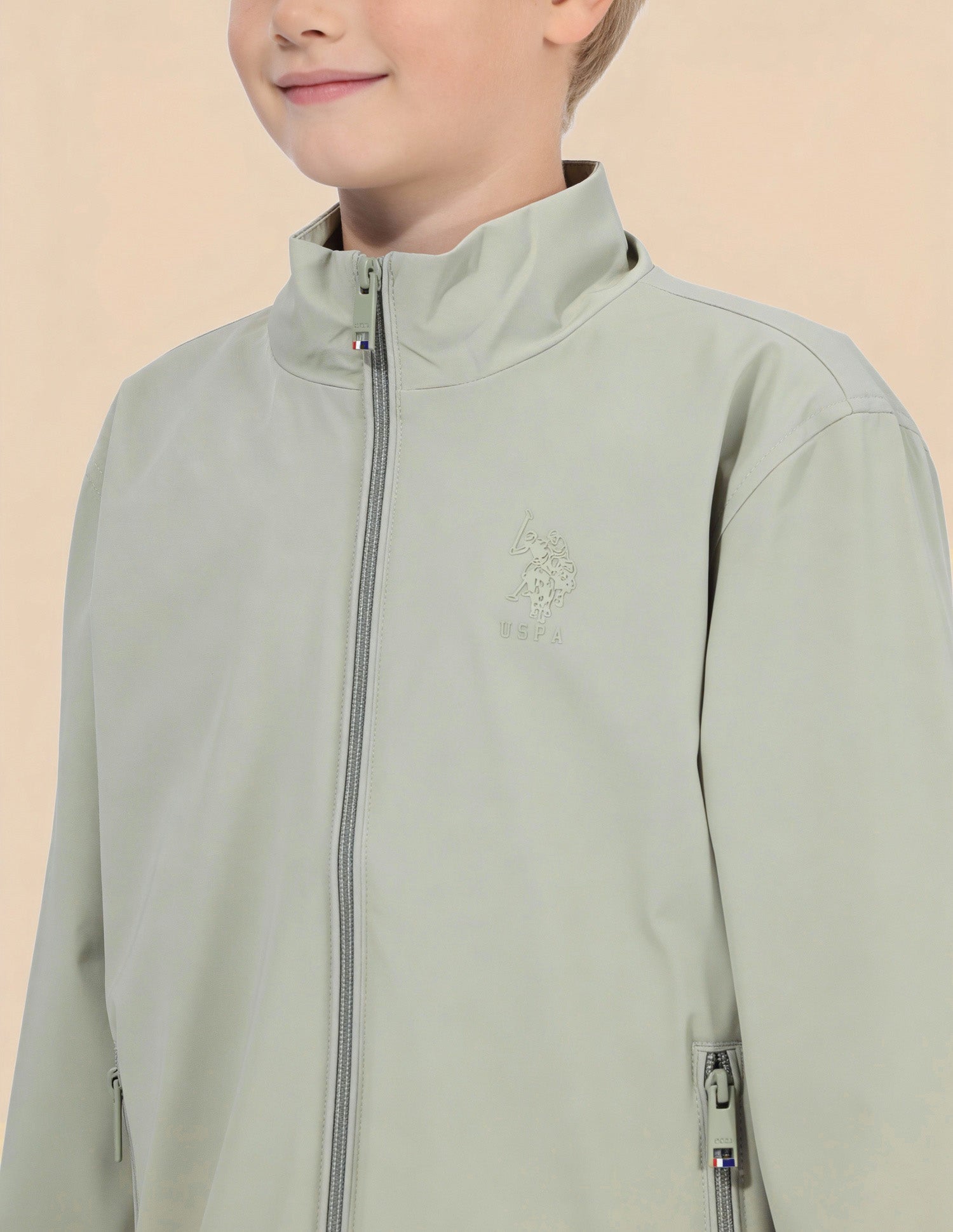 Boys Solid Regular Fit Casual Jacket Light Olive - U.S. Polo Assn. India | Large