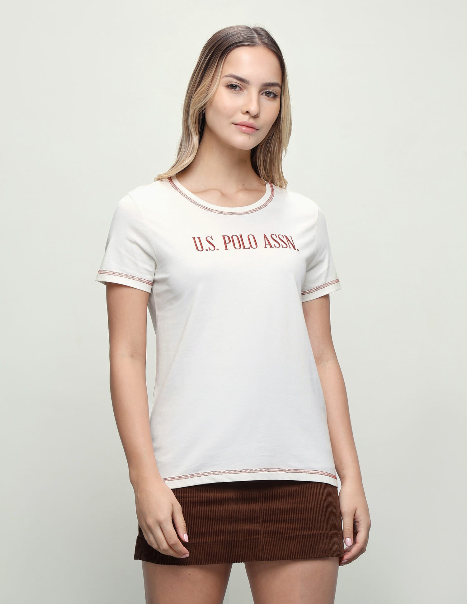 Brand Embroidered Regular Fit T-Shirt Off White - U.S. Polo Assn. India | Large