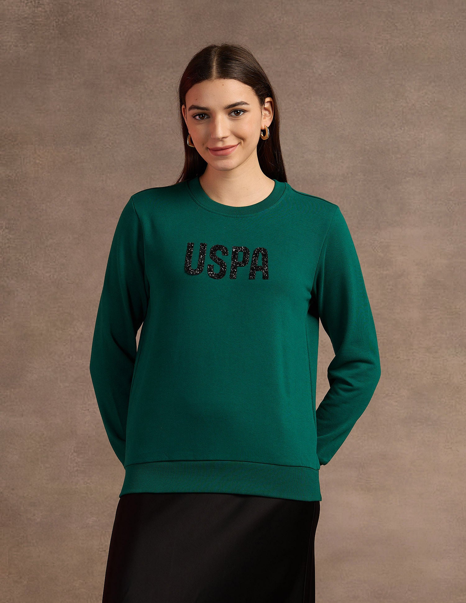 Drop Shoulder Tipped Sweatshirt Dark Green - U.S. POLO ASSN. | Large