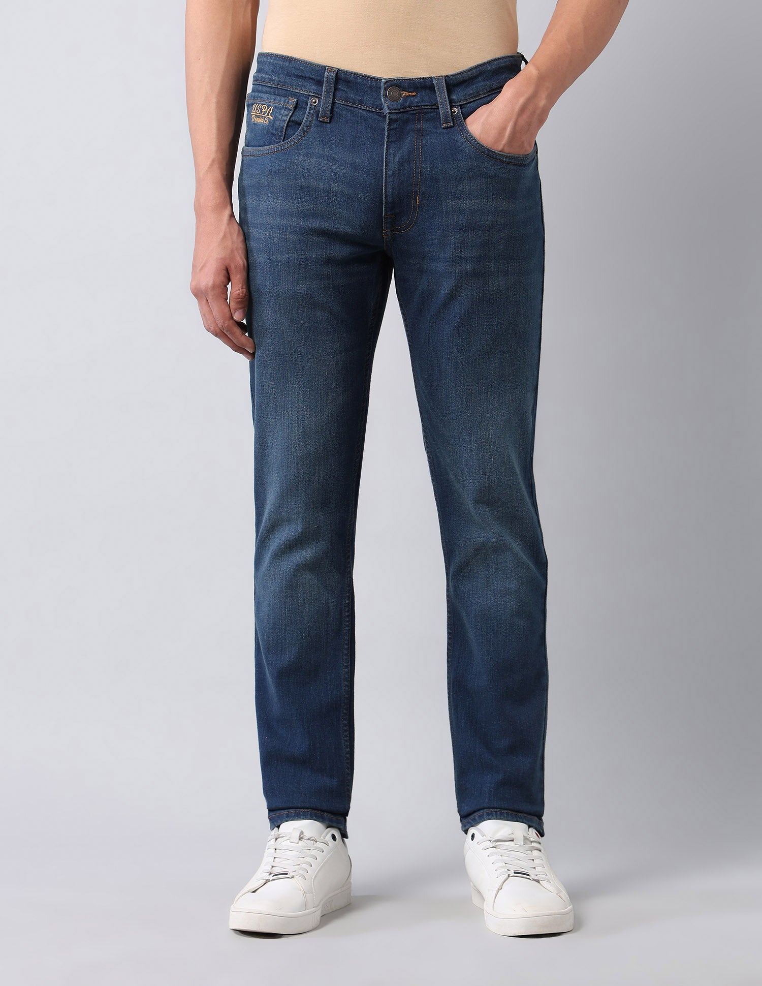 Brandon Slim Tapered Fit Blue Jeans Med Blue - U.S. POLO ASSN. | Large