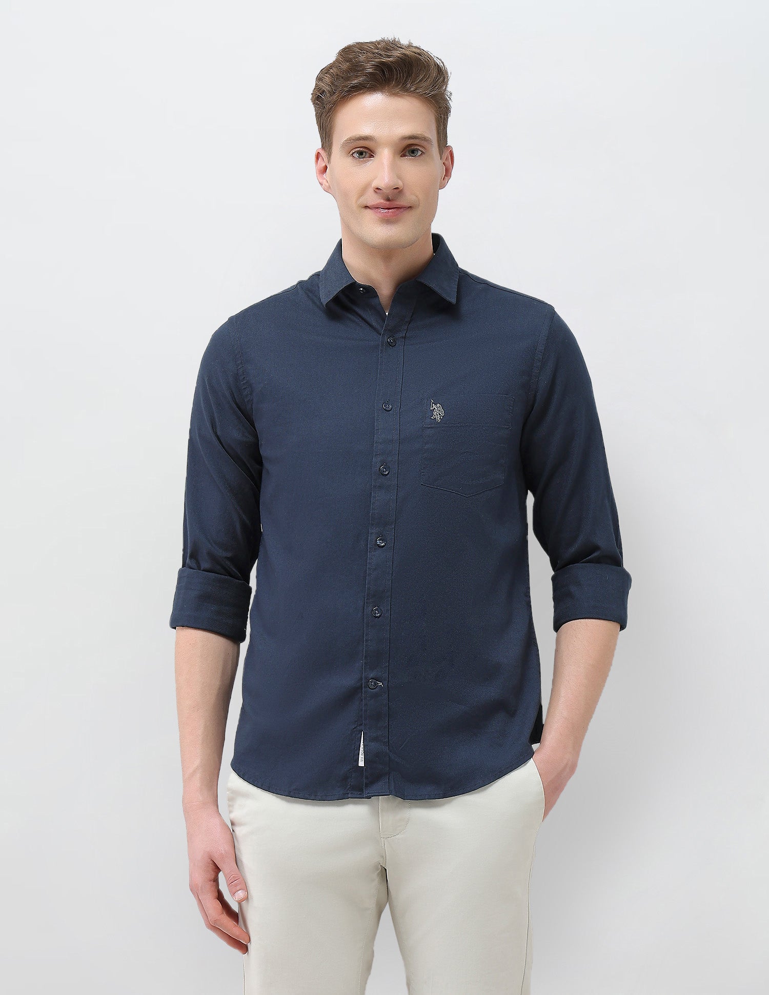 New Port Marina Dobby Shirt Navy - U.S. Polo Assn. India | Large