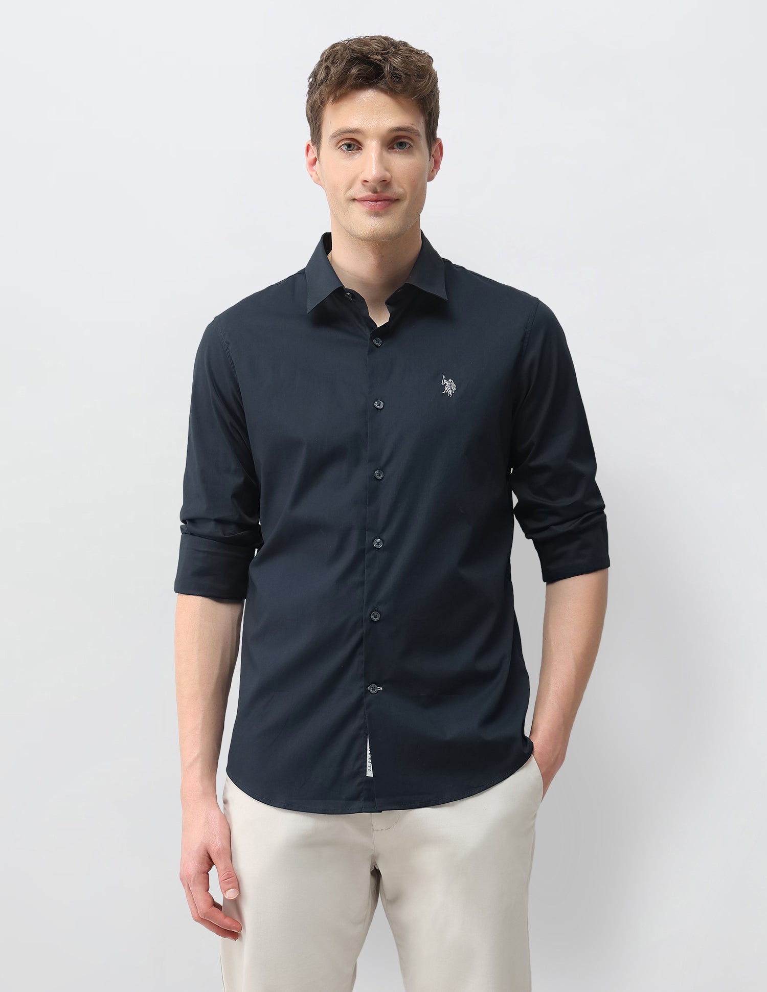 Solid Poplin Shirt Navy - U.S. Polo Assn. India | Large