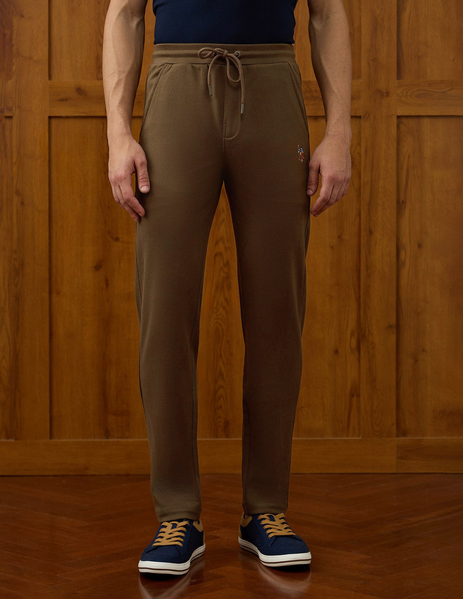 Textured Equestrian Aisle Theater Track Pants Dark Brown - U.S. POLO ASSN. | Large