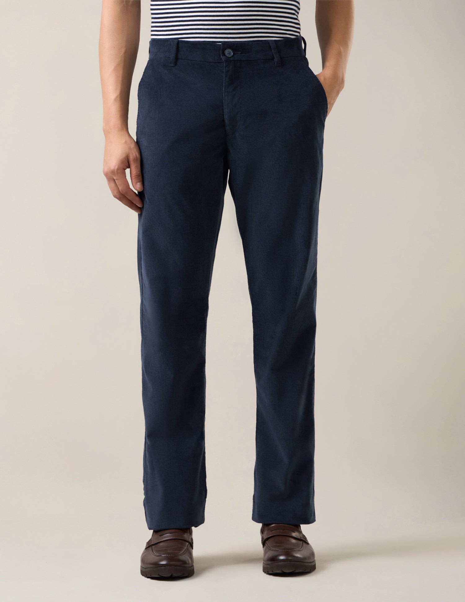 Riley Straight Fit Corduroy Trousers Navy - U.S. Polo Assn. India | Large