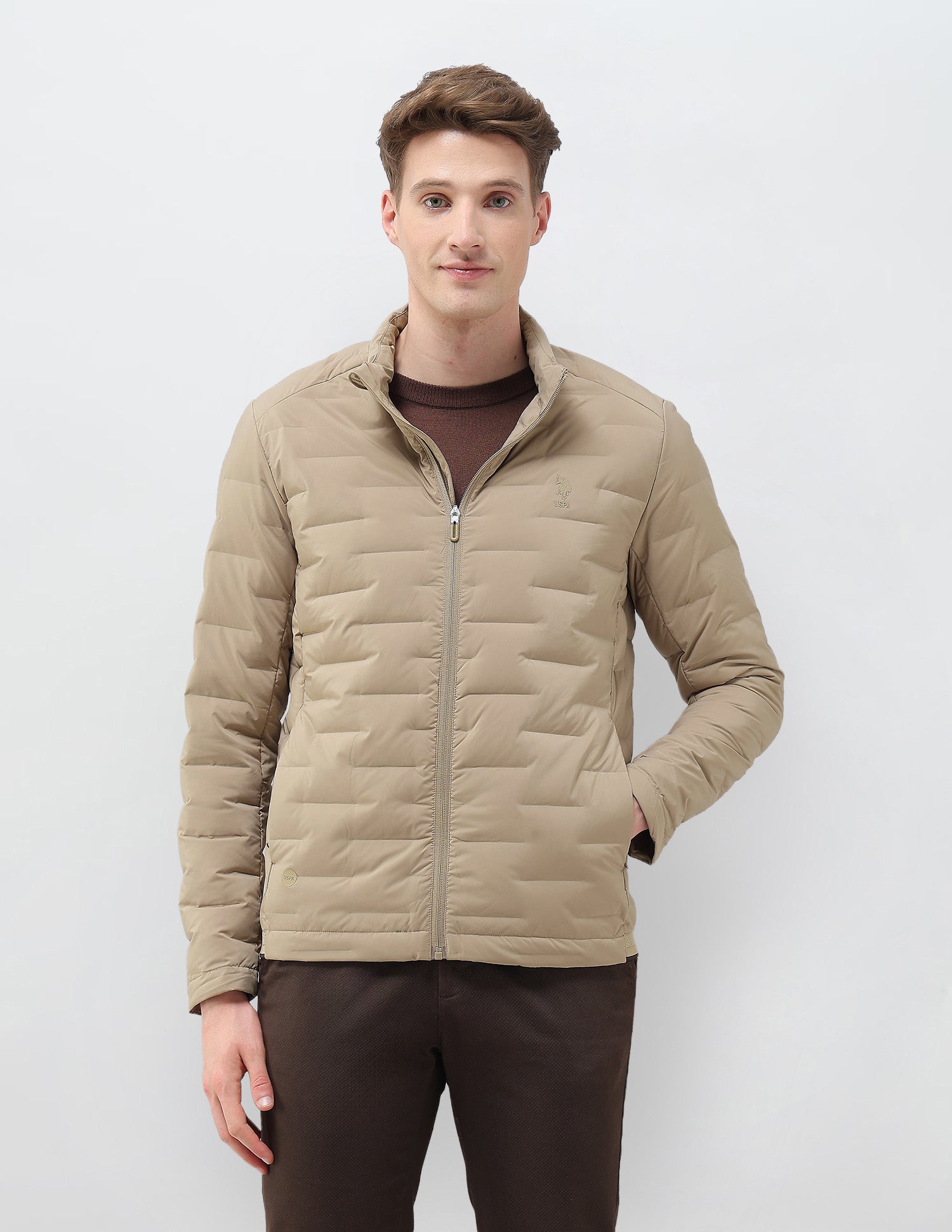 Mock Collar Regular Fit Smartheat Jacket Camel - U.S. POLO ASSN. | Large