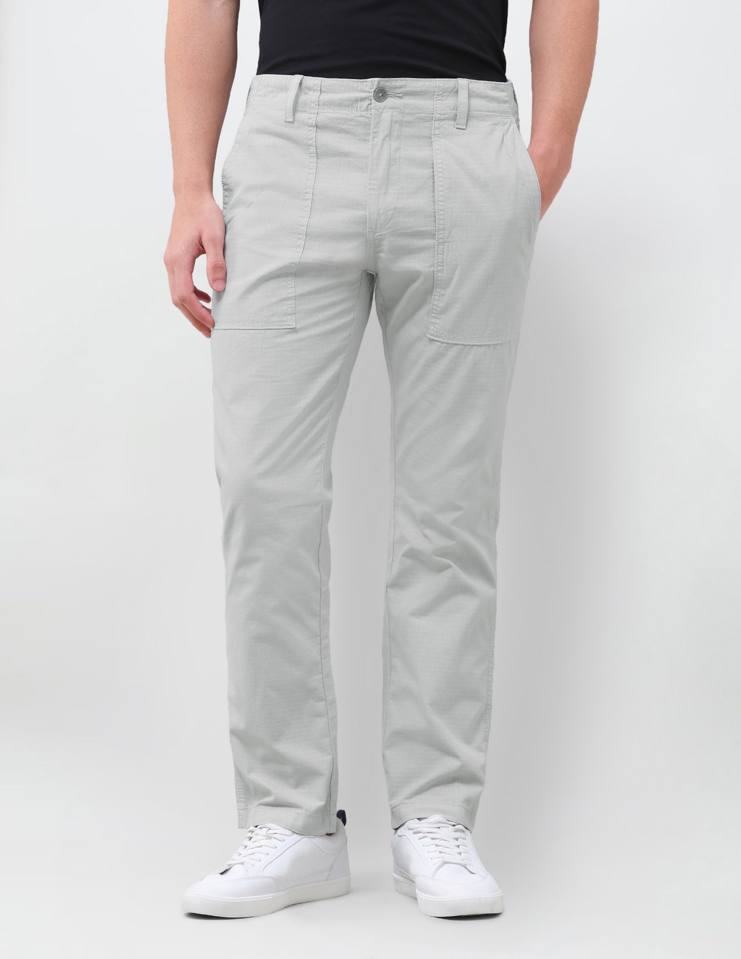 Harold Slim Straight Fit Mid Rise Trouser Light Grey - U.S. Polo Assn. India | Large