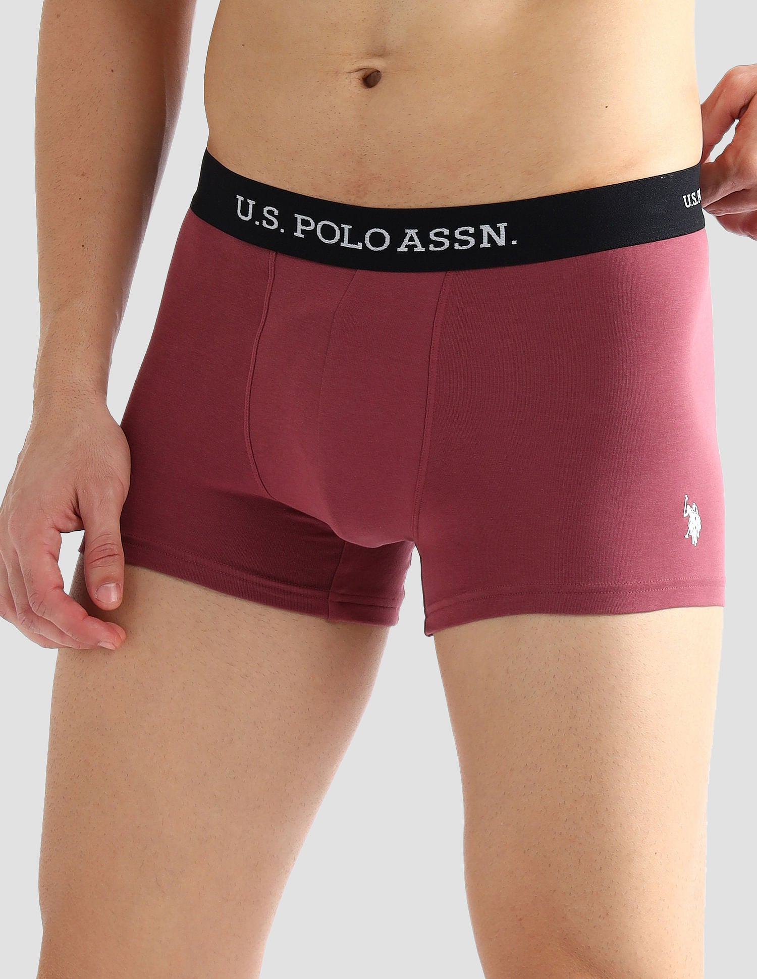 Elasticized Waist Solid OET13 Trunks - Pack Of 3 Navy, Grey and Purple - U.S. POLO ASSN. | Large