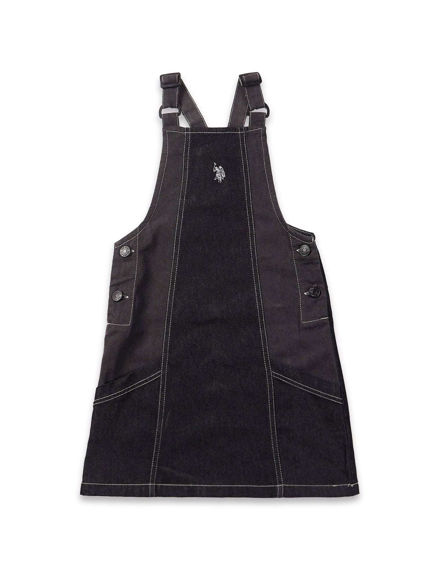 Girls Washed Dungree Dress Black - U.S. POLO ASSN. | Large