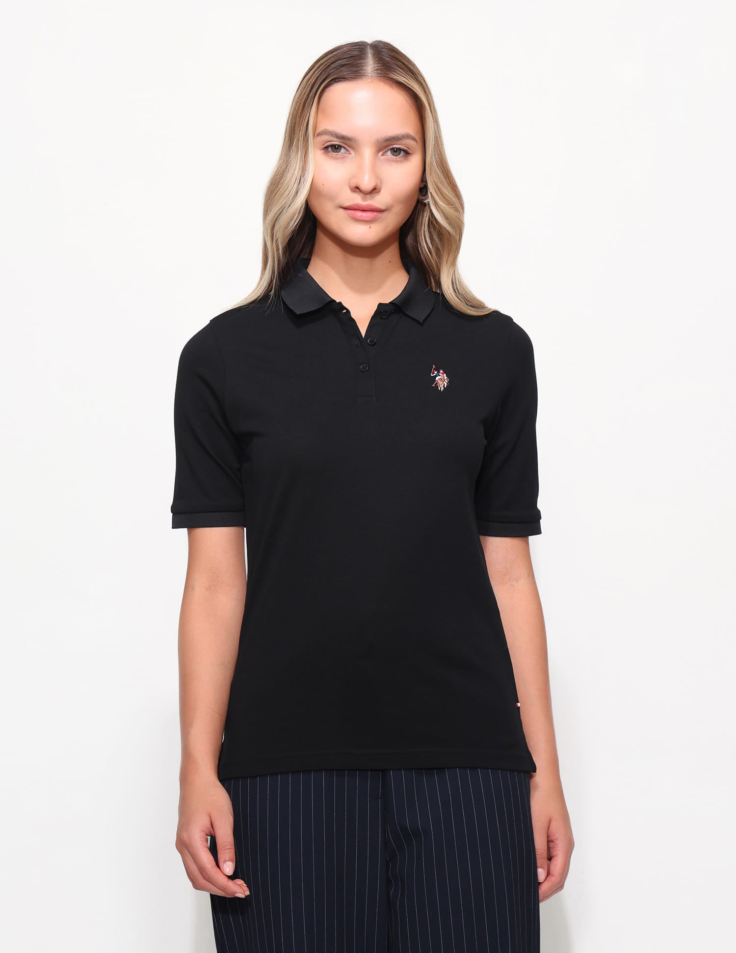 Solid Regular Fit Polo Shirt Black - U.S. Polo Assn. India | Large