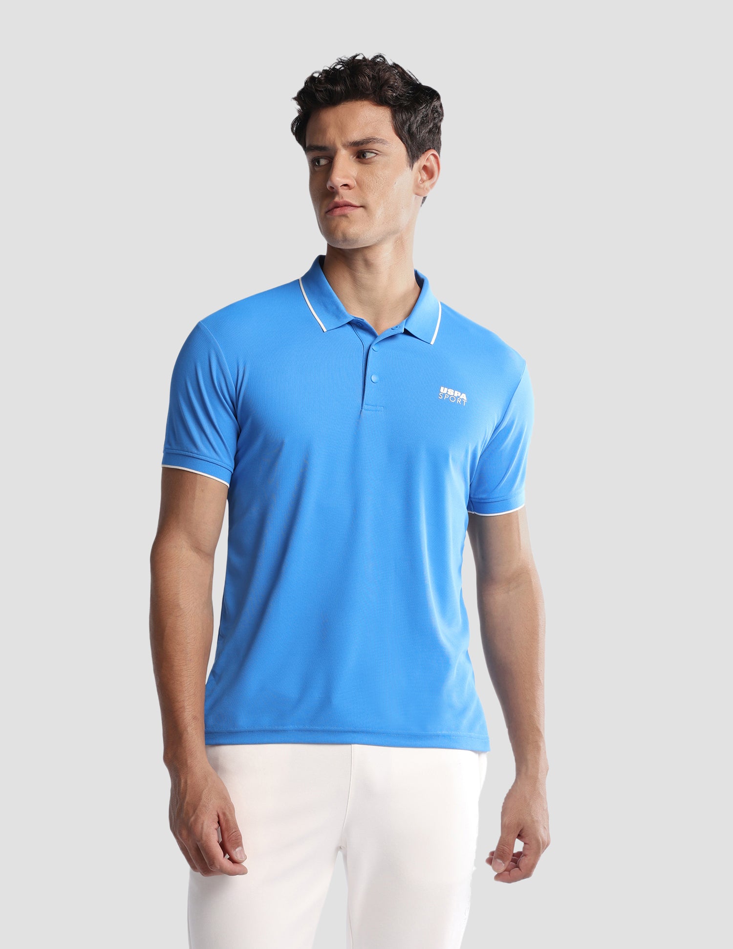 Solid Regular Fit Active Polo Shirt Blue - U.S. Polo Assn. India | Large