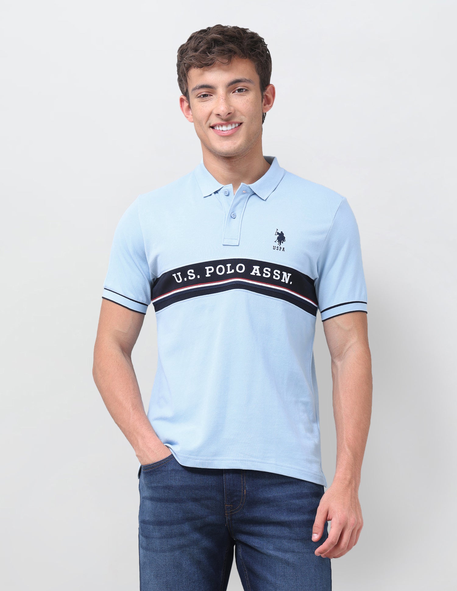 Brand Embroidered Regular Fit Polo Shirt Light Blue - U.S. Polo Assn. India | Large
