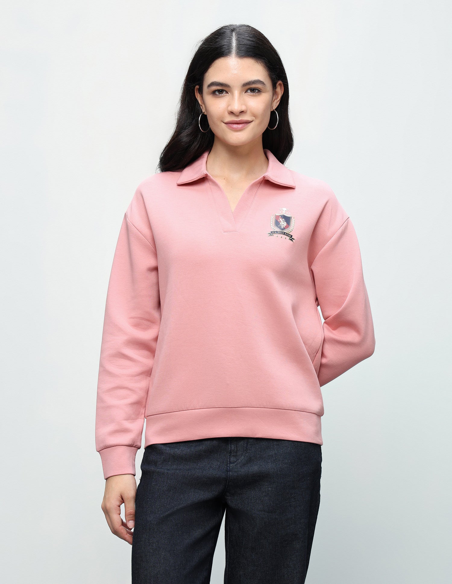 Solid Relaxed Fit Sweatshirt Pink - U.S. Polo Assn. India | Large