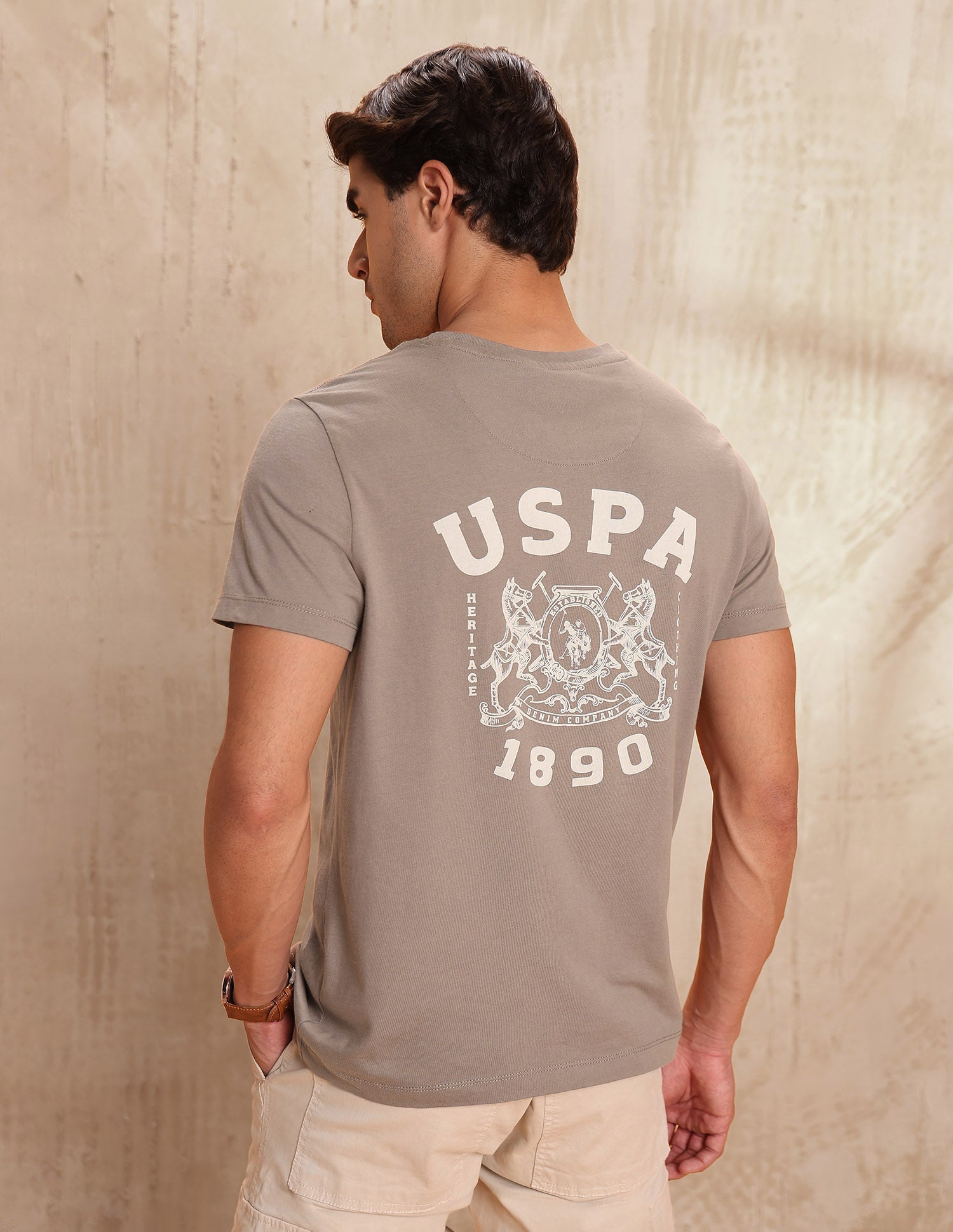 Pure Cotton Brand Printed T-Shirt Beige - U.S. POLO ASSN. | Large