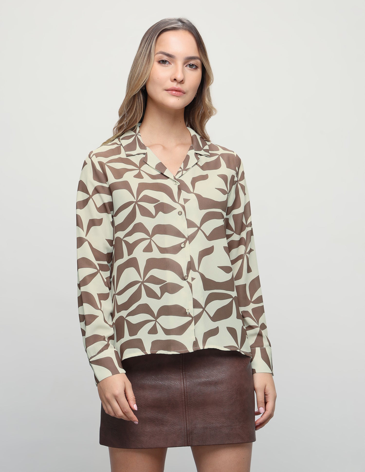 Abstract Printed Regular Fit Shirt Brown - U.S. Polo Assn. India | Large