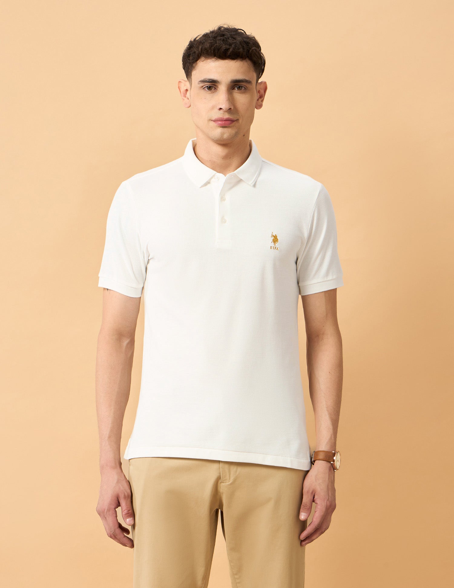 Pacho X Solid Regular Fit Polo Shirt Off White - U.S. POLO ASSN. | Large