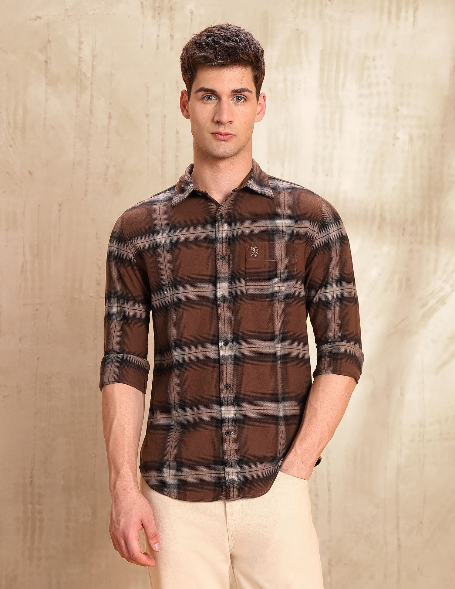 Tartan Checked Legend Of Horseshoe Shirt Rust - U.S. POLO ASSN. | Large