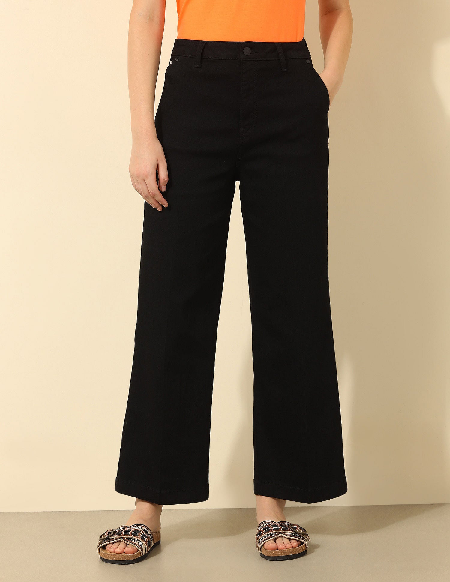 High Rise Wide Leg Jeans Black - U.S. POLO ASSN. | Large