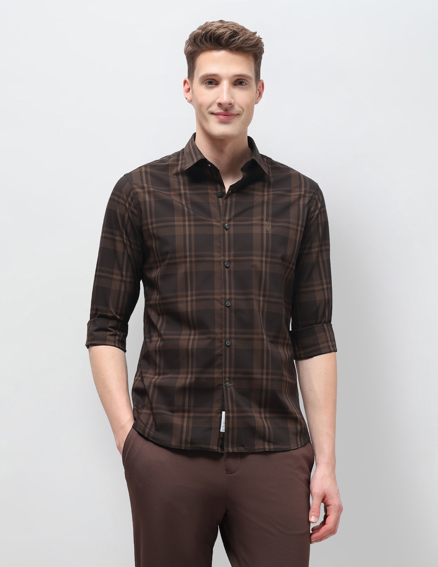 Plaid Checked Regular Fit Shirt Brown - U.S. Polo Assn. India | Large