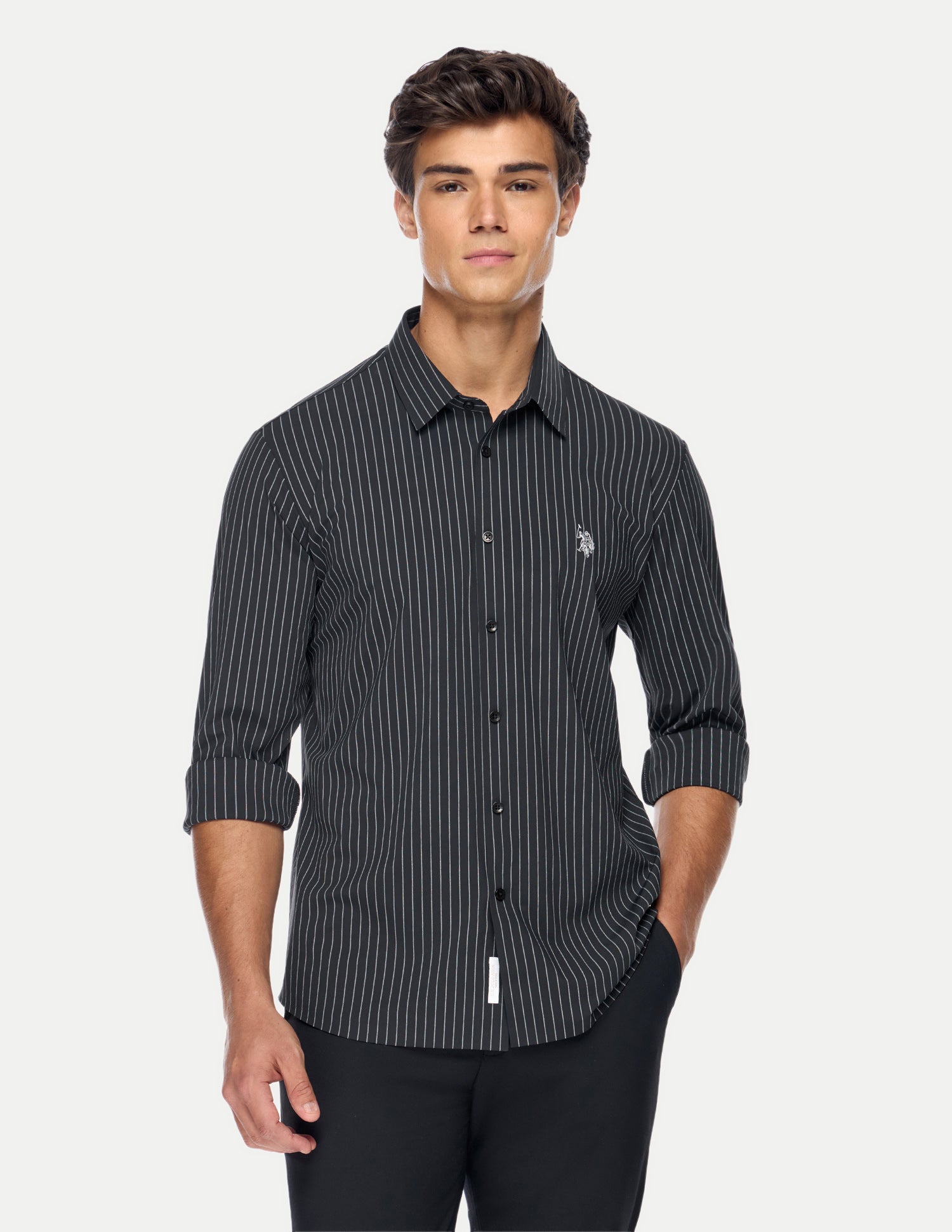 Vertical Striped Knitted Shirt Black - U.S. Polo Assn. India | Large